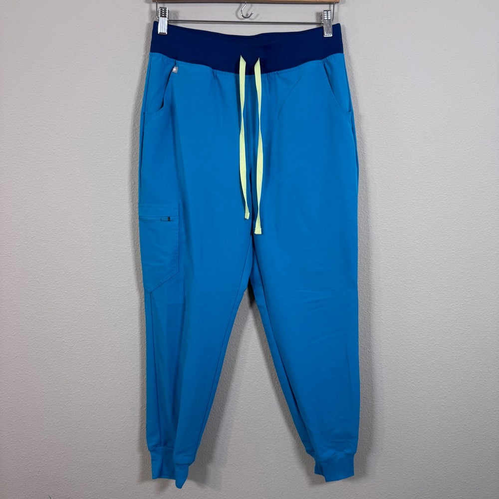 FIGS Zamora Jogger Scrub Pants Teal Yoga Waistband Women's Medium Petite - Picture 2 of 6